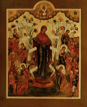 Икона Божией Матери, именуемая "Всех скорбящих Радость" с грошиками